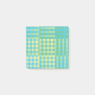 Grön Blå Gul Rutig Lappteknik Mönster Post-it Block