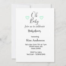 grön blå pastell baby shower minimal redigerbar