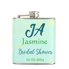 Grön blå pastell vattenfärg bröllopsfest nam på fickplunta