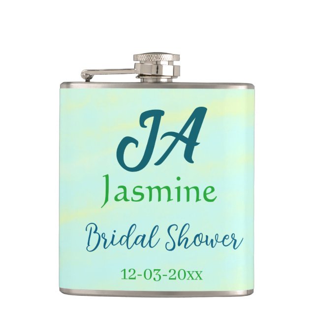 Grön blå pastell vattenfärg bröllopsfest nam på fickplunta (Framsidan)