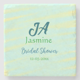 Grön blå pastell vattenfärg bröllopsfest namnd på stenunderlägg