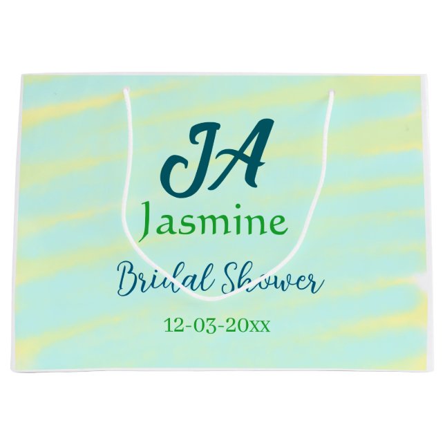 Grön blå pastell vattenfärg bröllopsfest namndatum (Framsidan)