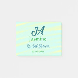 Grön blå pastell vattenfärg bröllopsfest namndatum post-it block