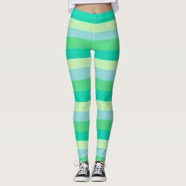 Grön/Blå Randig Leggings
