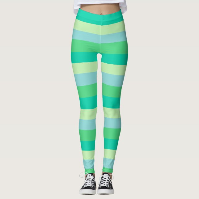 Grön/Blå Randig Leggings (Framsida)