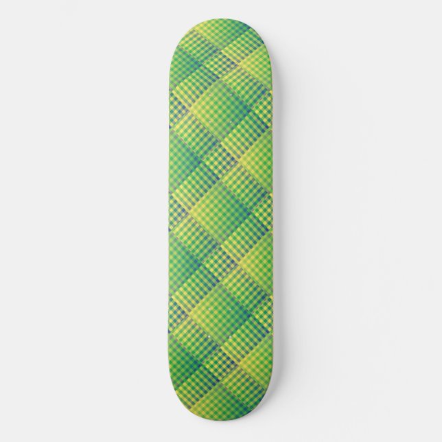 Grön Blå Rutig Abstrakt Mönster Mini Skateboard Bräda 18,5 Cm (Framsida)