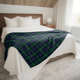 Grön Blå Svart Watch Tartan Rutig Fleecefilt