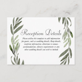 Grön bladkrans Bröllopsmottagning detaljer Tilläggskort