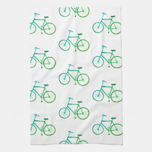 Grön blått cyklar cykelmönsterkökshandduken kökshandduk