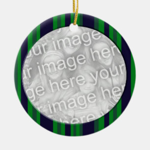 grön blått görar randig photoframe julgransprydnad keramik