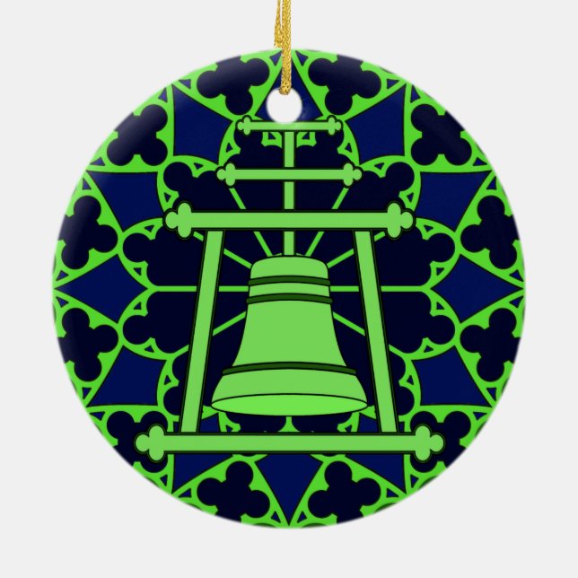 Grön/blåttmålat glassRaincross design Julgransprydnad Keramik (Baksidan)