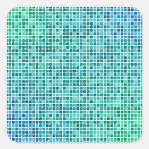 Grön blåttPIXELmosaik Fyrkantigt Klistermärke