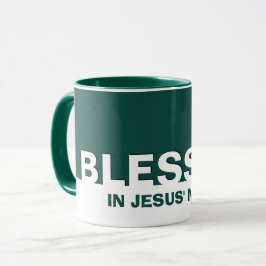 Grön BLESSAD I Jesu Namn Kristna Mugg