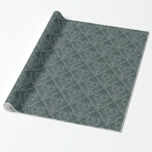 Grön blom- damastast tapet för lyx presentpapper