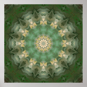 Grön blom- medaljongKaleidoscope Poster