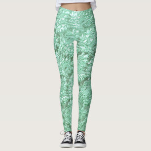 Grön blom- snöredamasker för Mint Leggings