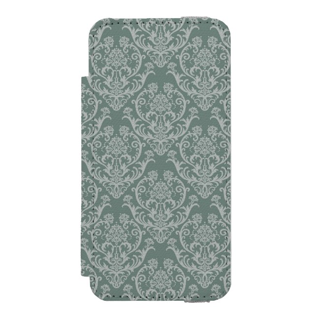 Grön blom- tapet incipio iPhone wallet skal (Folio Framsidan)