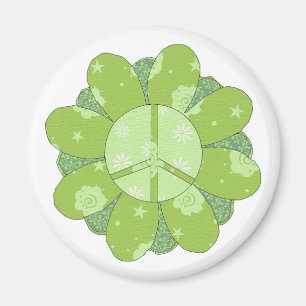 Grön blommafredstecken magnet