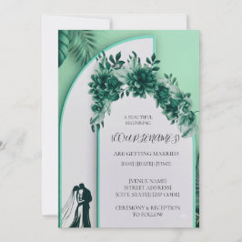 Grön Blommig Bröllopsinbjudan Inbjudningar