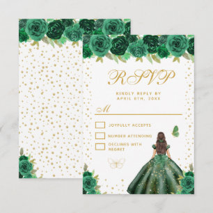 Grön Blommig Brunett Hår Prinsessa Sweet Sixteen OSA Kort