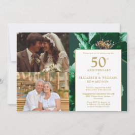 Grön Blommig Då Och Nu 50-årsjubileum 2 Foto Inbjudningar
