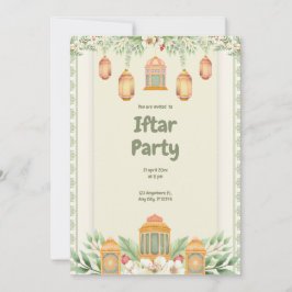 Grön Blommig Iftar-fest Inbjudningar