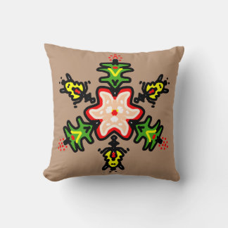 Grön Blommig Mandala Kudde