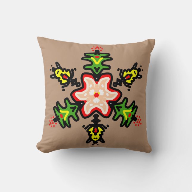 Grön Blommig Mandala Kudde (Framsida)
