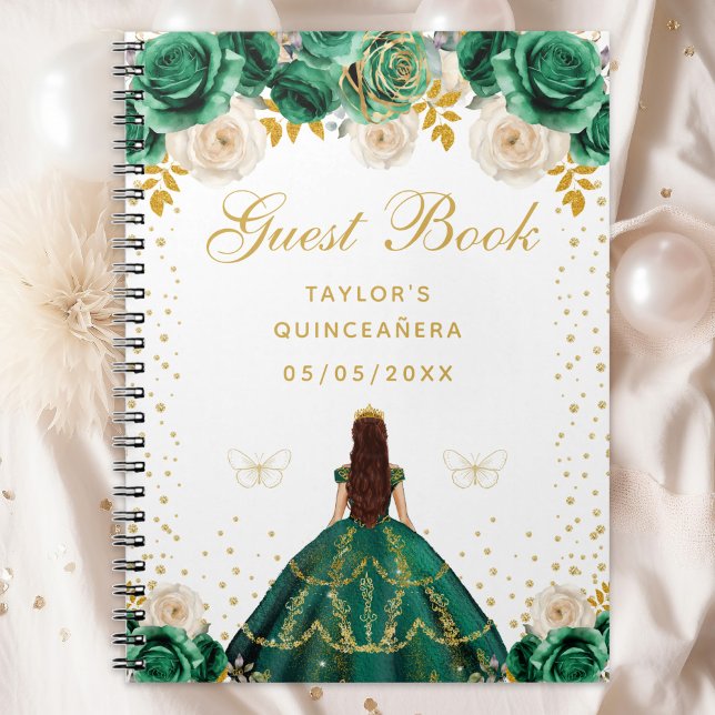 Grön Blommig Prinsessa Quinceañera Anteckningsbok (Skapare uppladdad)