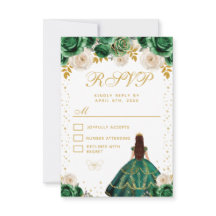 Grön Blommig Prinsessa Quinceañera
