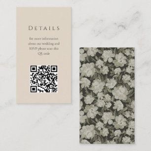 Grön Blommig QR-kod Bröllopsinkluderingskort Tilläggskort