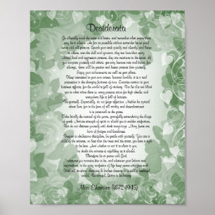 Grön blommigt för Desiderata" prosa Poster