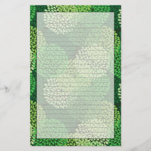 Grön blommönster brevpapper