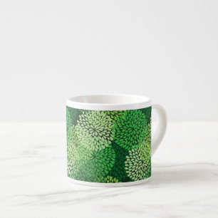 Grön blommönster espressomugg