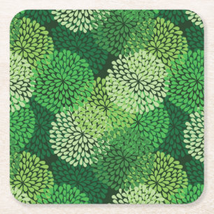 Grön blommönster underlägg papper kvadrat