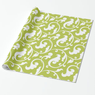 Grön blommönstermonogram för elegant flickaktigt presentpapper