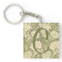 Grön blomster-Wm Morris-design monogram