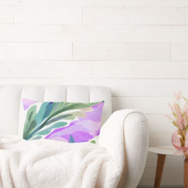 GRÖN BLOMSTERDEKOR MED LILA BAKGRUND LUMBARKUDDE