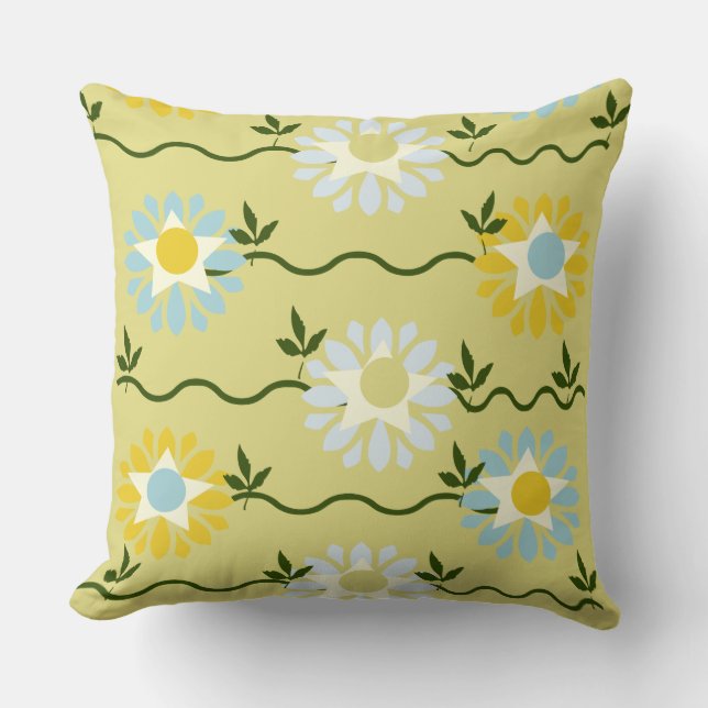 Grön blomsterdesign  kudde (Framsida)