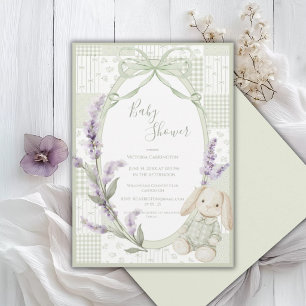 Grön blomsterlig ram Elegant slinga Baby Shower Inbjudningar