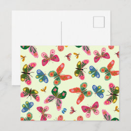 Grön blomsterrik naturdesign vykort