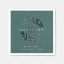 GRÖN BLUSH ROSA LÖVKRANS BRUDFIRANDE PAPPERSSERVETT