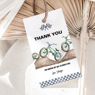 Grön BMX Dirt-cykel tack-gåvokort Presentetikett