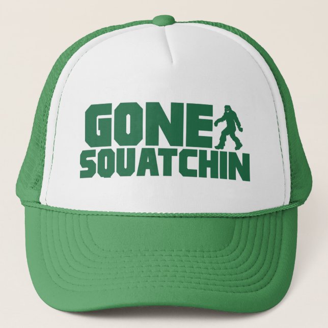 Grön Bobo BORTA SQUATCHIN hatt som finner Bigfoot Keps (Framsida)