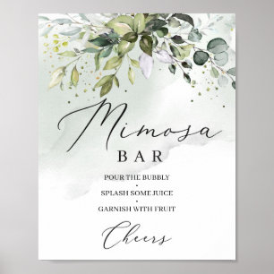 Grön boho lövverk eukalyptus mimosa barskylt poster