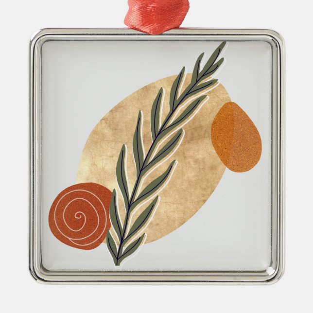 Grön Boho-stjälk Julgransprydnad Metall (Framsidan)