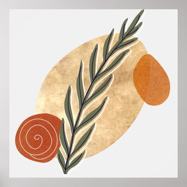 Grön Boho-stjälk Poster (Framsidan)