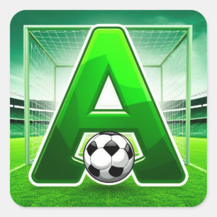 ⚽ Grön Bokstav A Fotboll Logotyp Arena Mål Sport  Fyrkantigt Klistermärke