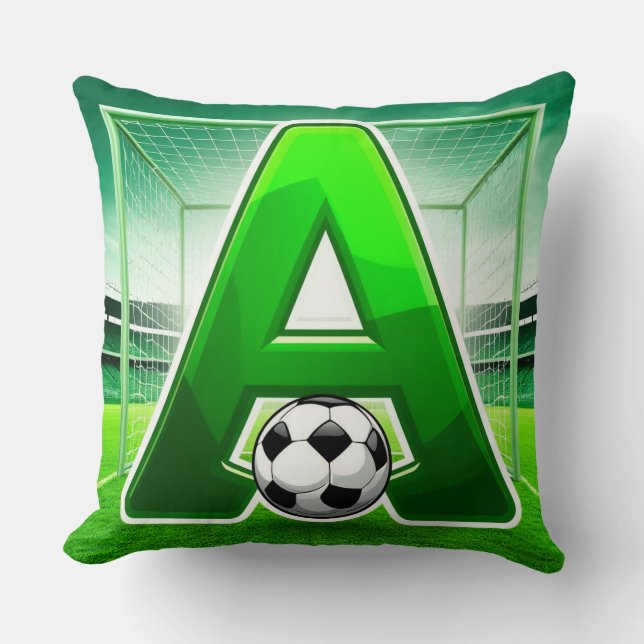 ⚽ Grön Bokstav A Fotboll Logotyp Arena Mål Sport  Kudde (Framsida)