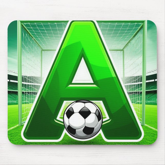 ⚽ Grön Bokstav A Fotboll Logotyp Arena Mål Sport  Musmatta (Framsidan)